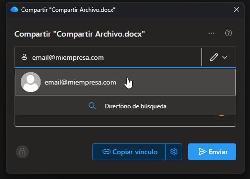 Email para compartir archivo