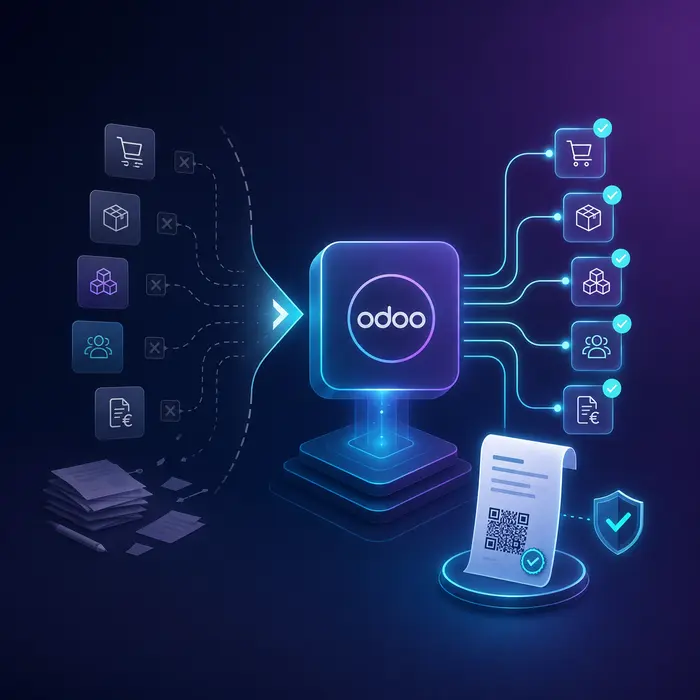 Odoo integrando ventas, compras, inventario y facturación para cumplir con VeriFactu